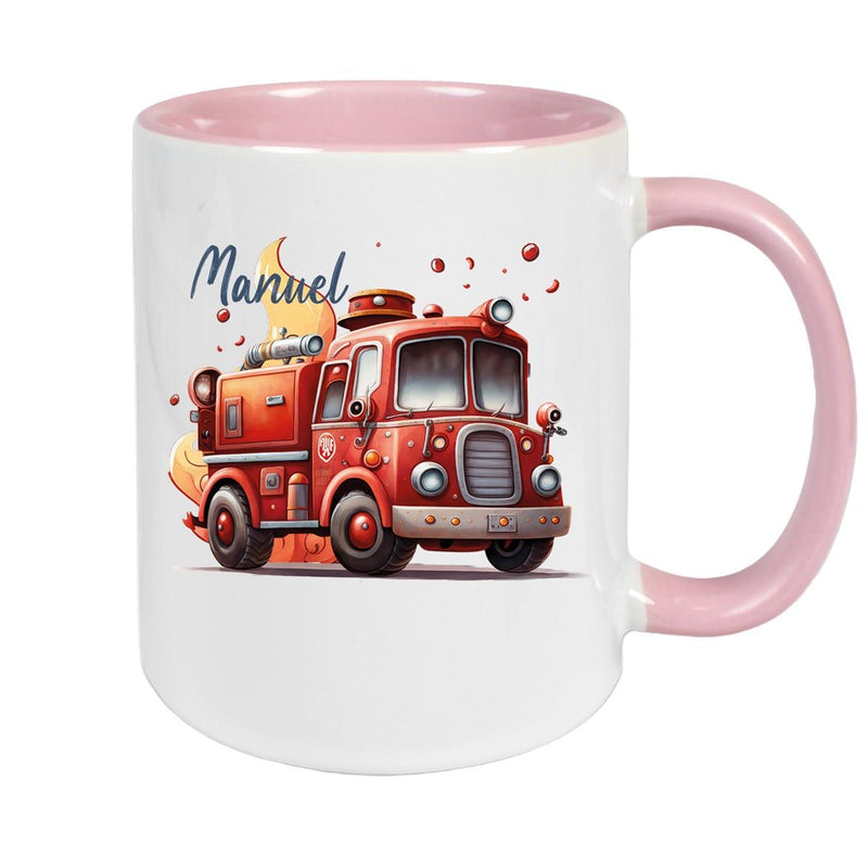 Tasse Wunschname Feuerwehr 1 Keramik Kinderbecher versch. Farben
