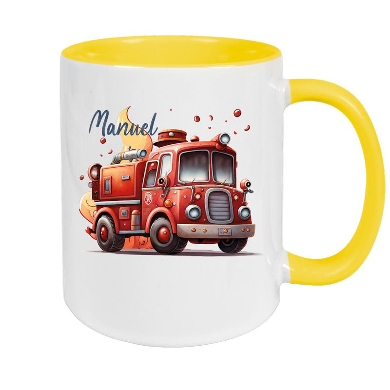 Tasse Wunschname Feuerwehr 1 Keramik Kinderbecher versch. Farben