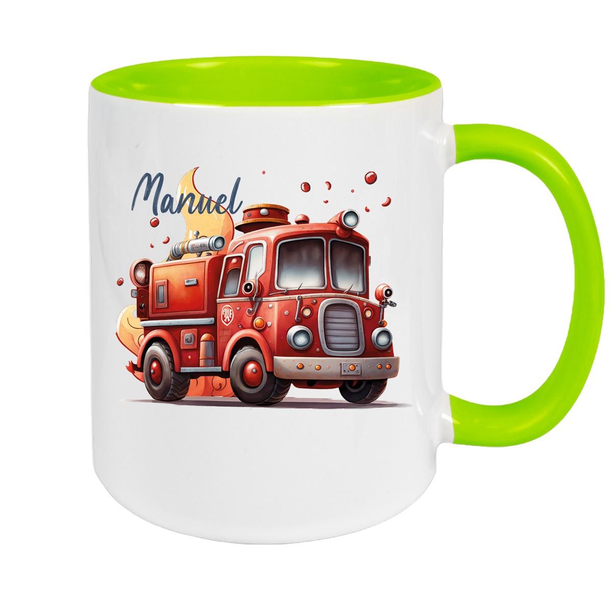 Tasse Wunschname Feuerwehr 1 Keramik Kinderbecher versch. Farben
