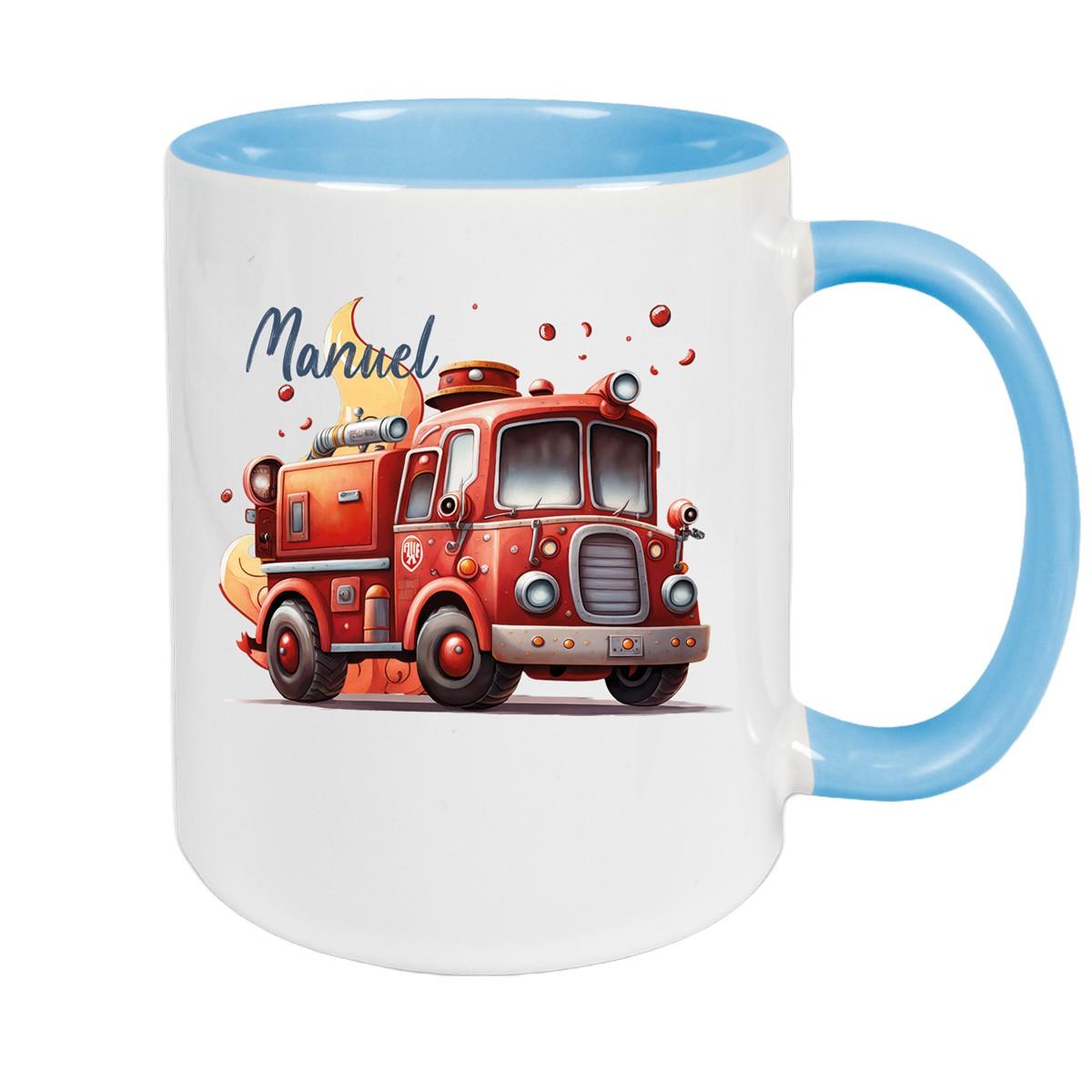 Tasse Wunschname Feuerwehr 1 Keramik Kinderbecher versch. Farben