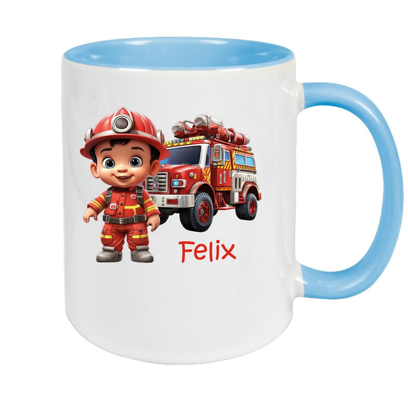 Tasse Wunschname Feuerwehr 4 Keramik Kinderbecher versch. Farben