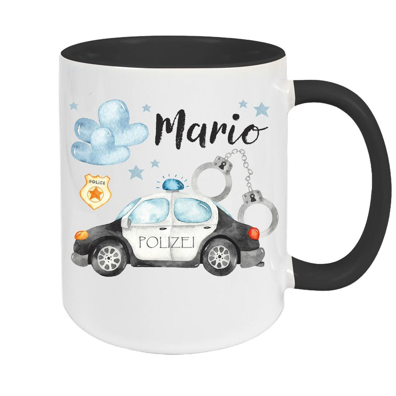 Tasse Polizei 1 Wunschname Keramik Kinderbecher personalisiert versch. Farben