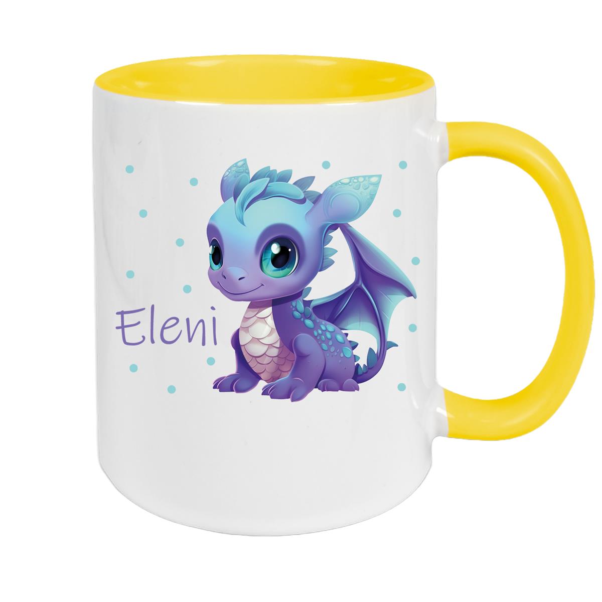Tasse Wunschname Drache 1 Keramik Kinderbecher versch. Farben