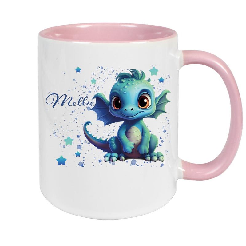 Tasse Wunschname Drache 2 Keramik Kinderbecher versch. Farben