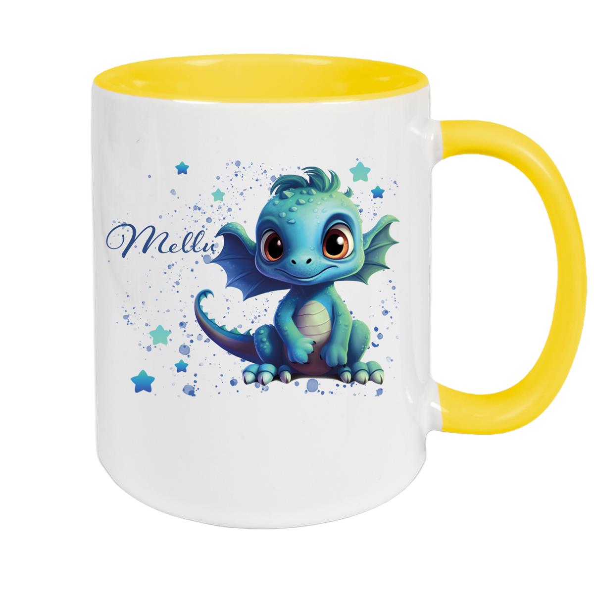 Tasse Wunschname Drache 2 Keramik Kinderbecher versch. Farben