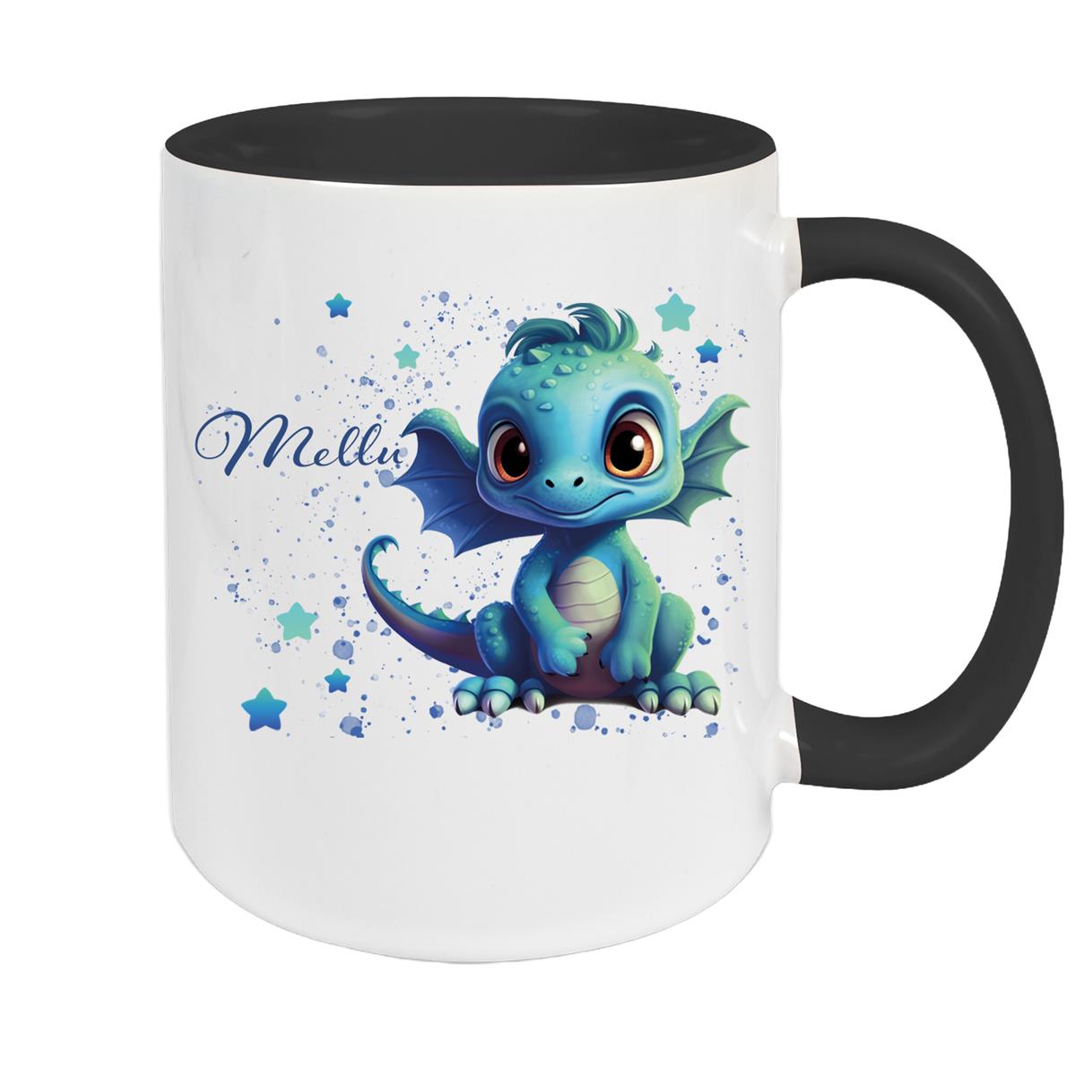 Tasse Wunschname Drache 2 Keramik Kinderbecher versch. Farben