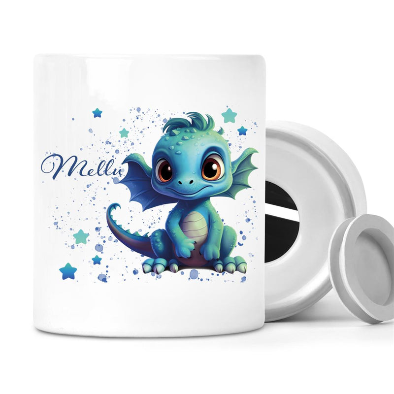 Spardose mit  Wunschname Drache 2 personalisiert
