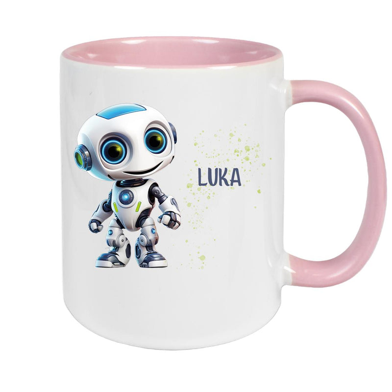 Tasse Wunschname Roboter 1 Keramik Kinderbecher versch. Farben