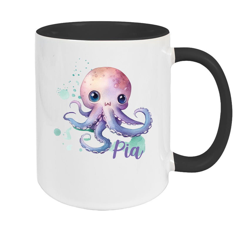 Mug with custom name, marine animals - octopus 1, ceramic children's mug, various colors