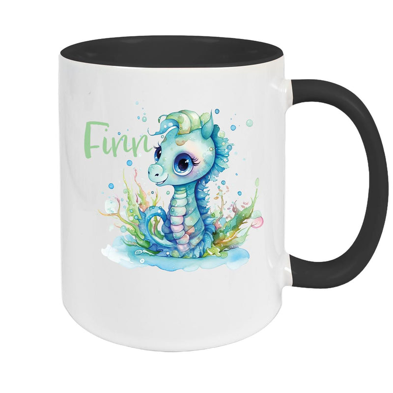 Tasse Wunschname Meerestiere-Seepferdchen 1 Keramik Kinderbecher versch. Farben