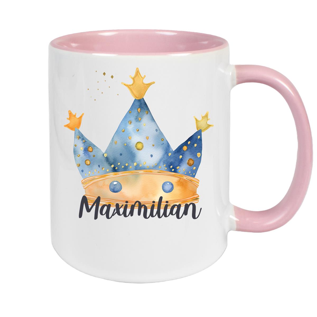 Tasse Prinz Krone 1 Wunschname Keramik Kinderbecher personalisiert versch. Farben