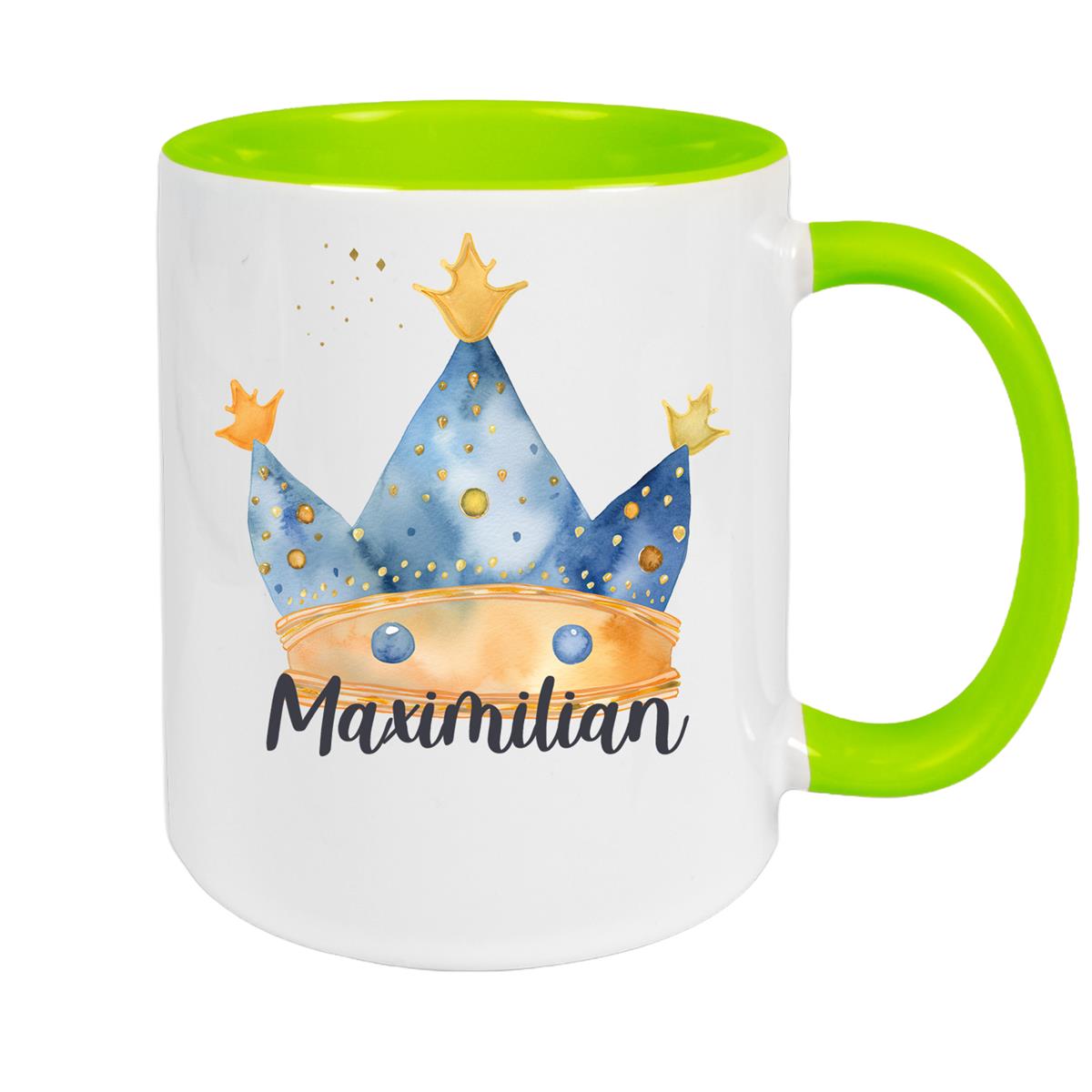 Tasse Prinz Krone 1 Wunschname Keramik Kinderbecher personalisiert versch. Farben