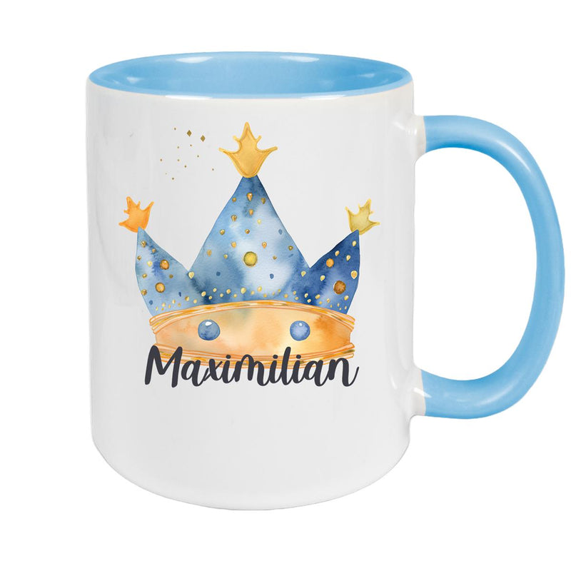 Tasse Prinz Krone 1 Wunschname Keramik Kinderbecher personalisiert versch. Farben