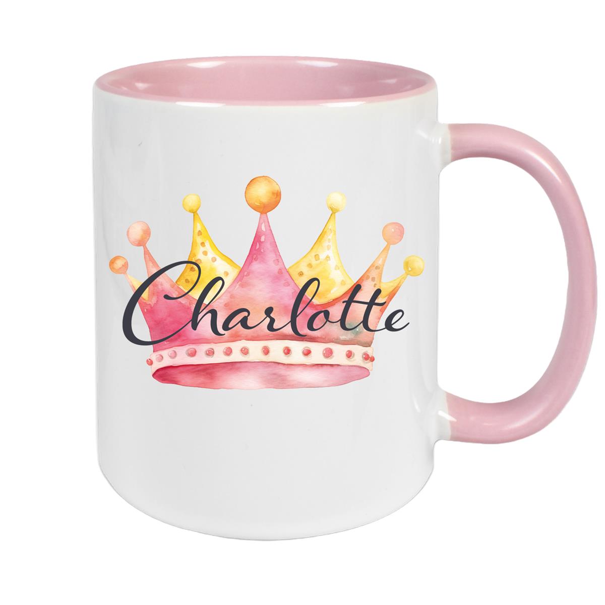 Tasse Krone 2 Wunschname Keramik Kinderbecher personalisiert versch. Farben
