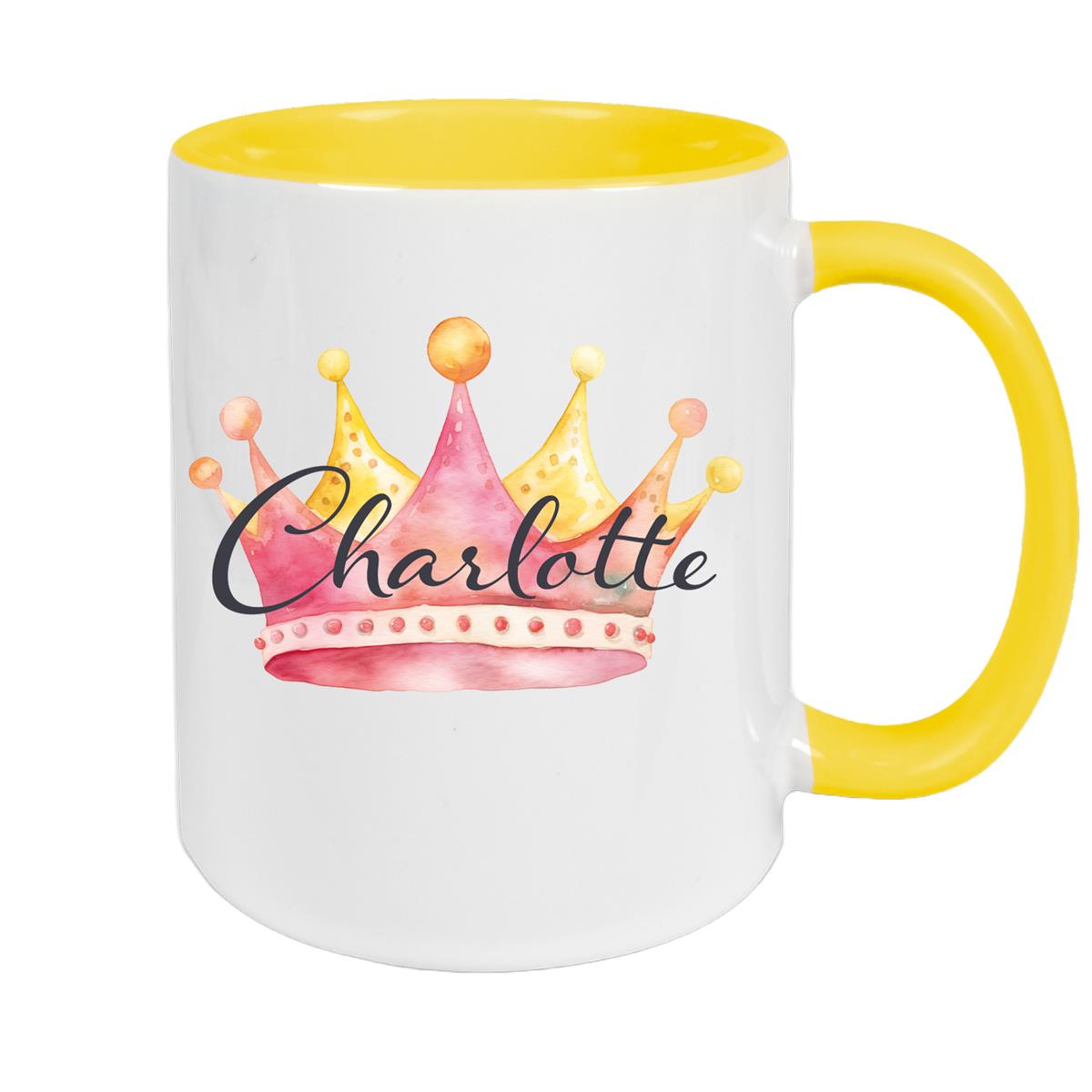 Tasse Krone 2 Wunschname Keramik Kinderbecher personalisiert versch. Farben