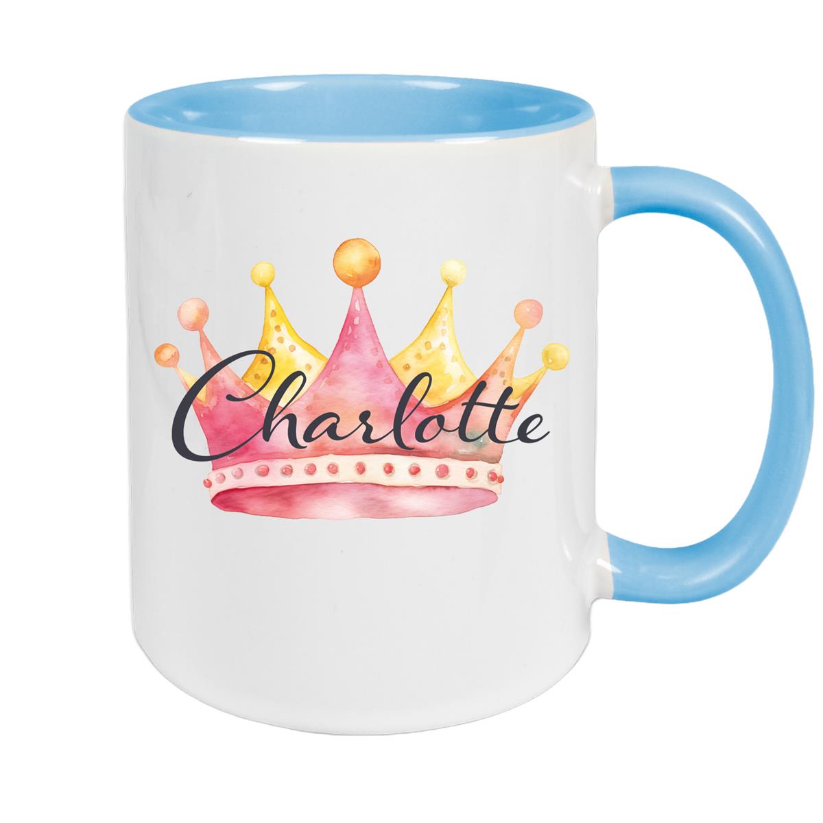 Tasse Krone 2 Wunschname Keramik Kinderbecher personalisiert versch. Farben