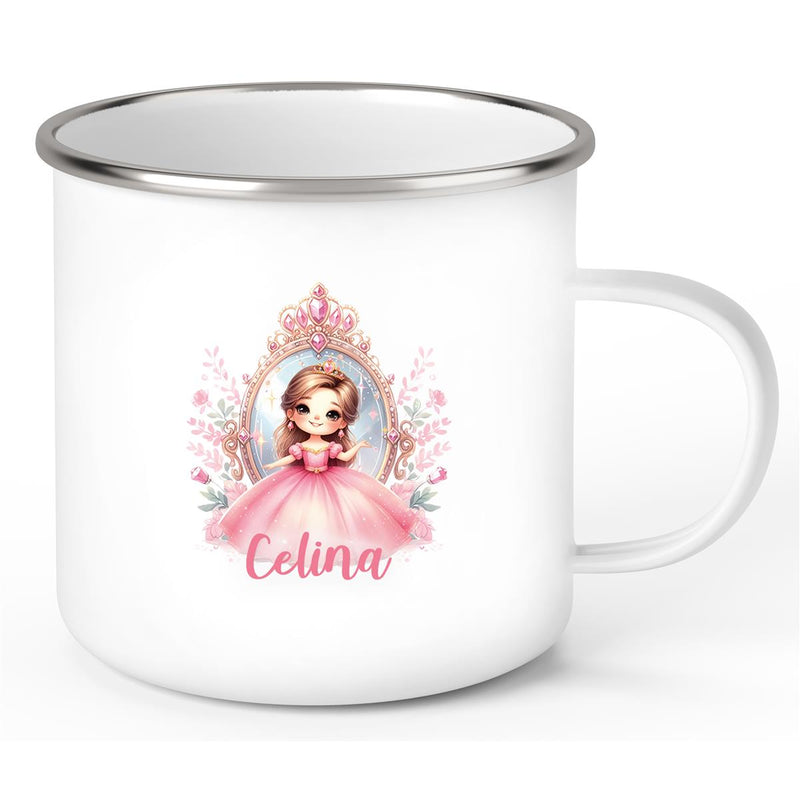 Tasse Kinder Prinzessin 2 Wunschname Emaille Kinderbecher personalisiert