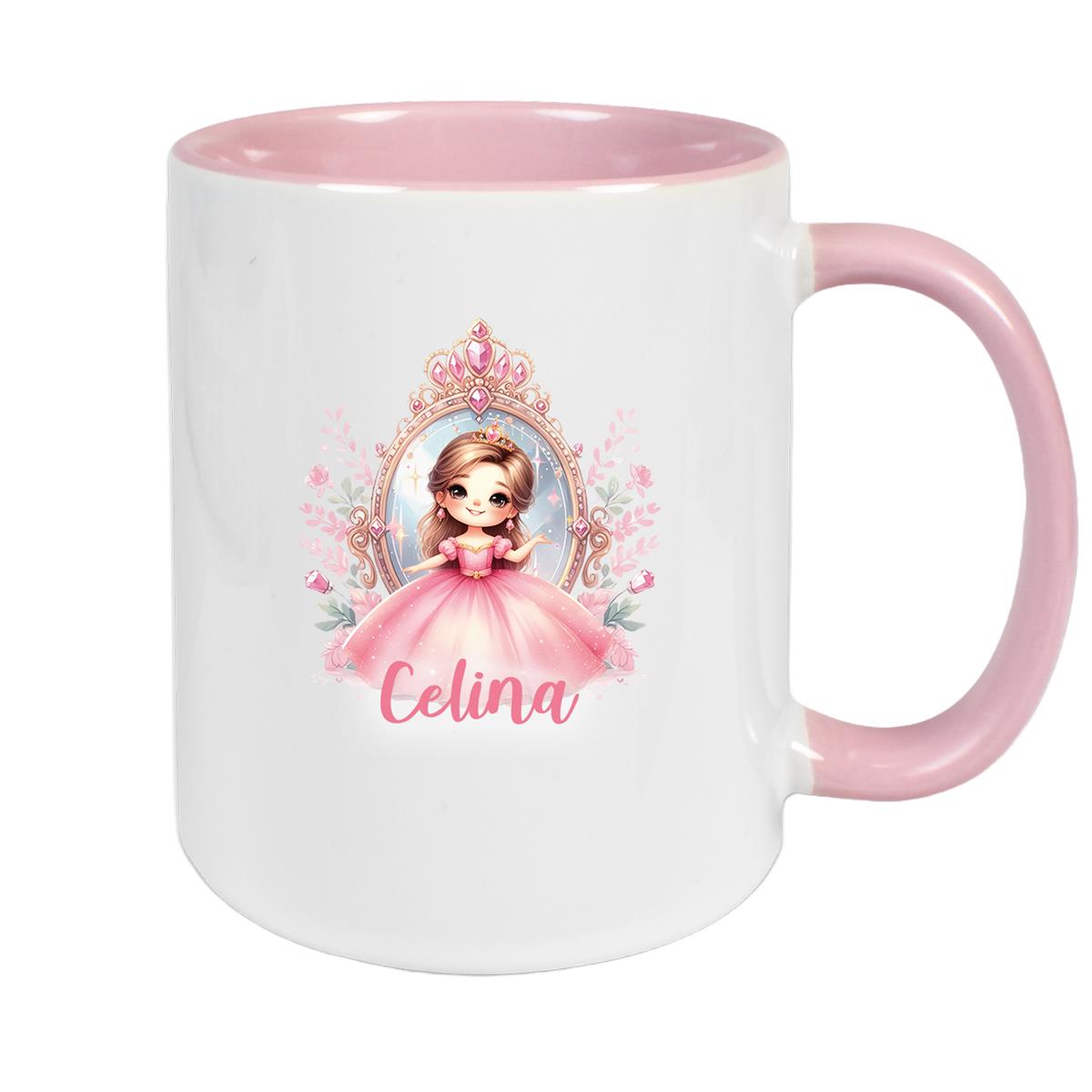 Tasse Kinder Prinzessin 2 Wunschname Keramik Kinderbecher personalisiert versch. Farben