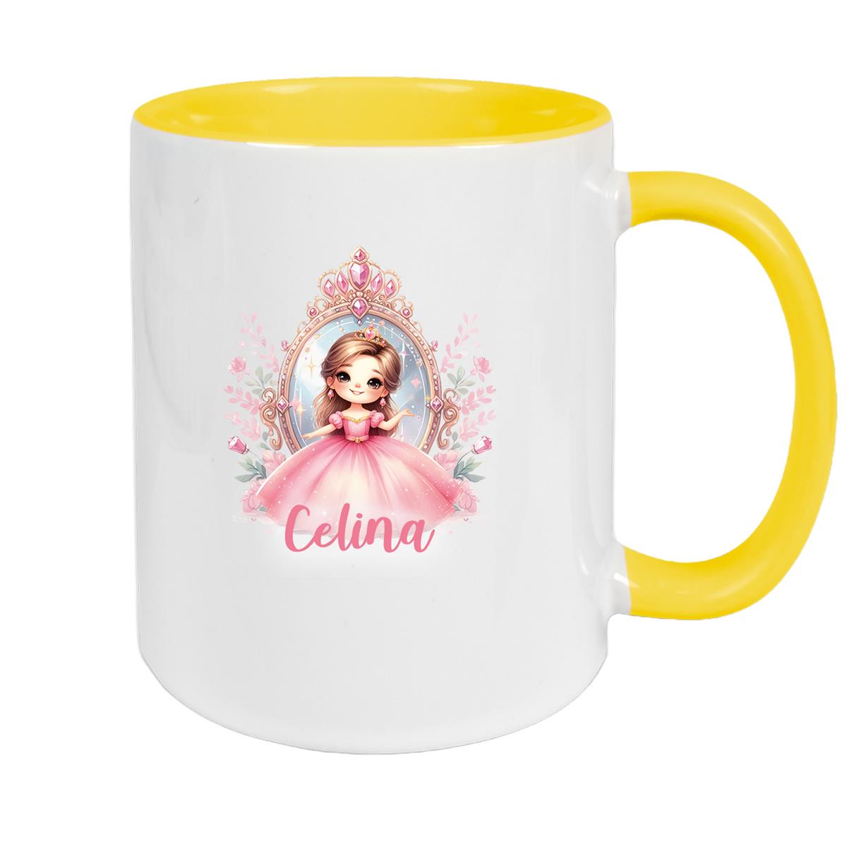 Tasse Kinder Prinzessin 2 Wunschname Keramik Kinderbecher personalisiert versch. Farben