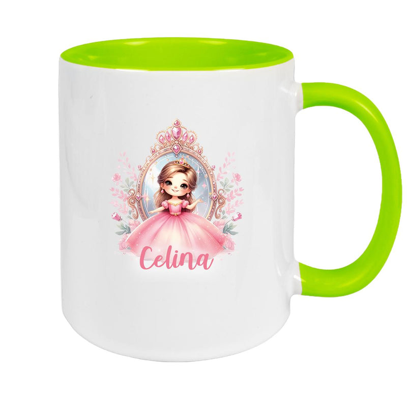 Tasse Kinder Prinzessin 2 Wunschname Keramik Kinderbecher personalisiert versch. Farben