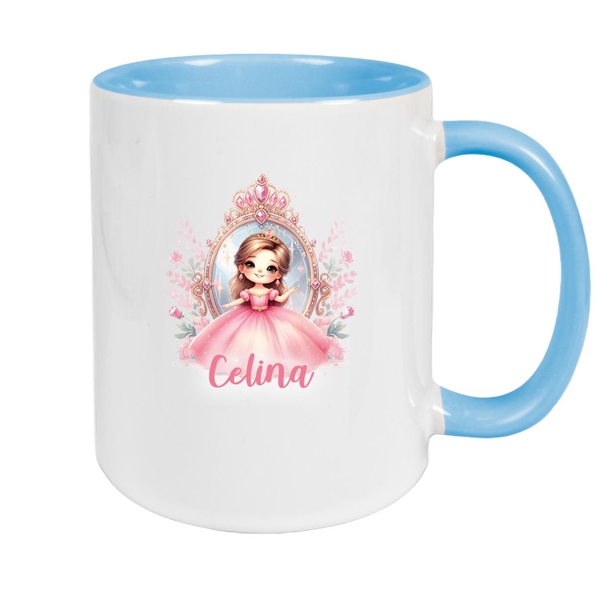Tasse Kinder Prinzessin 2 Wunschname Keramik Kinderbecher personalisiert versch. Farben
