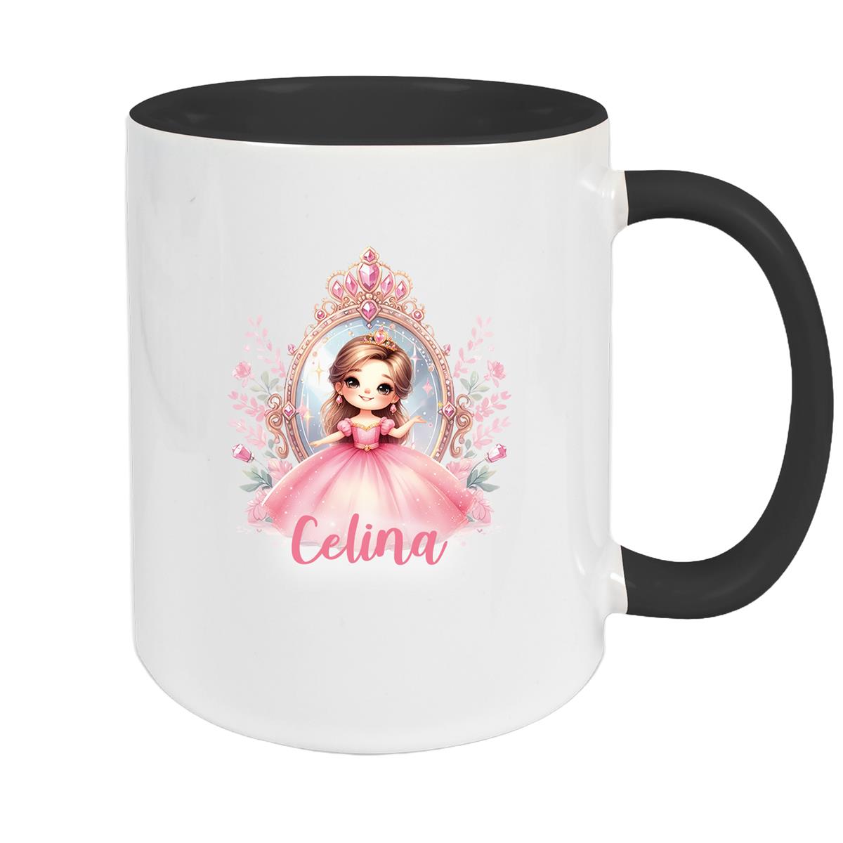 Tasse Kinder Prinzessin 2 Wunschname Keramik Kinderbecher personalisiert versch. Farben