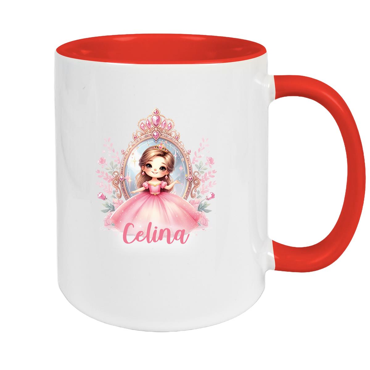 Tasse Kinder Prinzessin 2 Wunschname Keramik Kinderbecher personalisiert versch. Farben