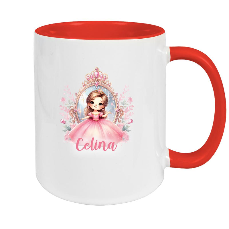 Tasse Kinder Prinzessin 2 Wunschname Keramik Kinderbecher personalisiert versch. Farben