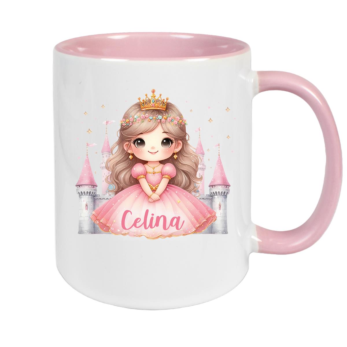 Tasse Kinder Prinzessin 3 Wunschname Keramik Kinderbecher personalisiert versch. Farben