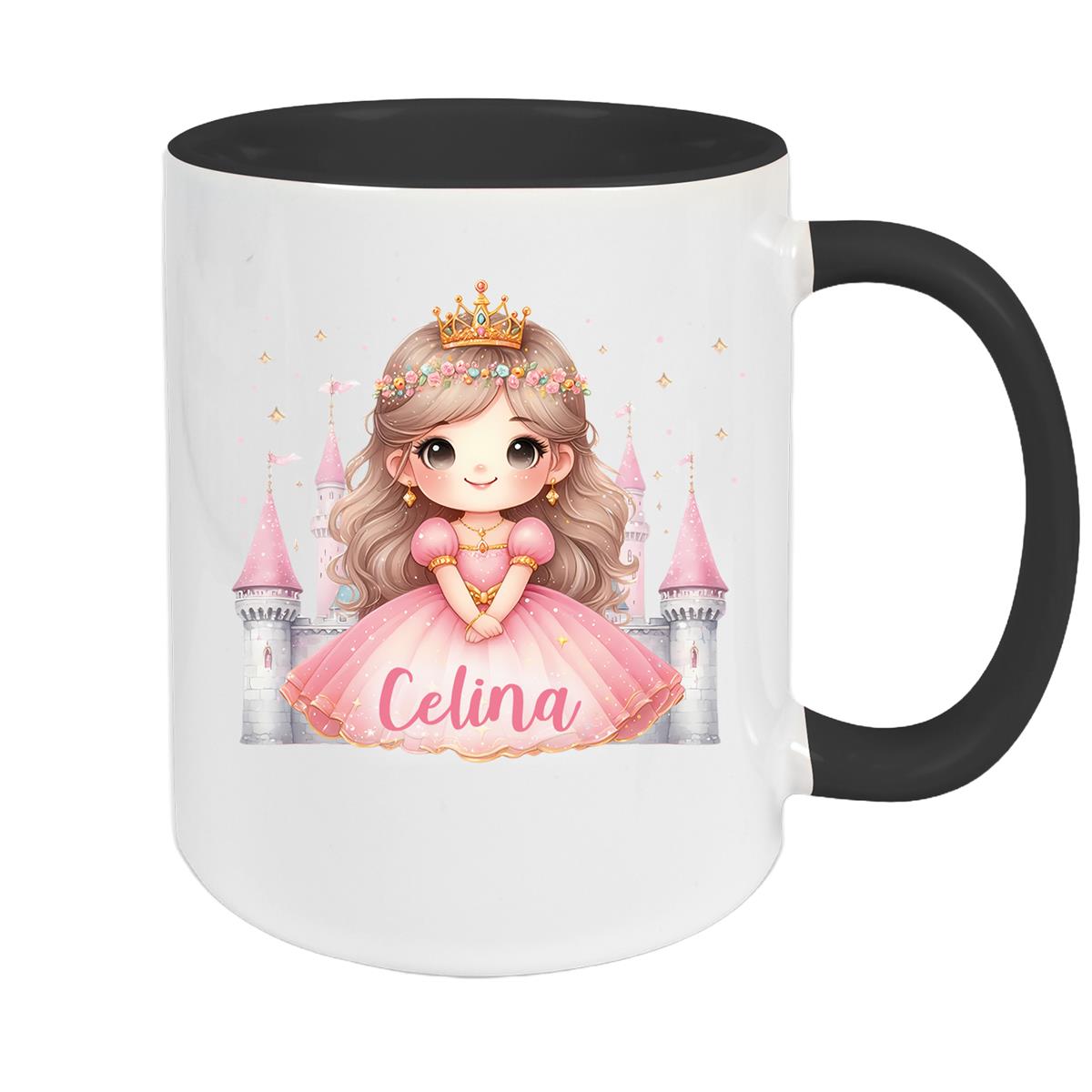 Tasse Kinder Prinzessin 3 Wunschname Keramik Kinderbecher personalisiert versch. Farben