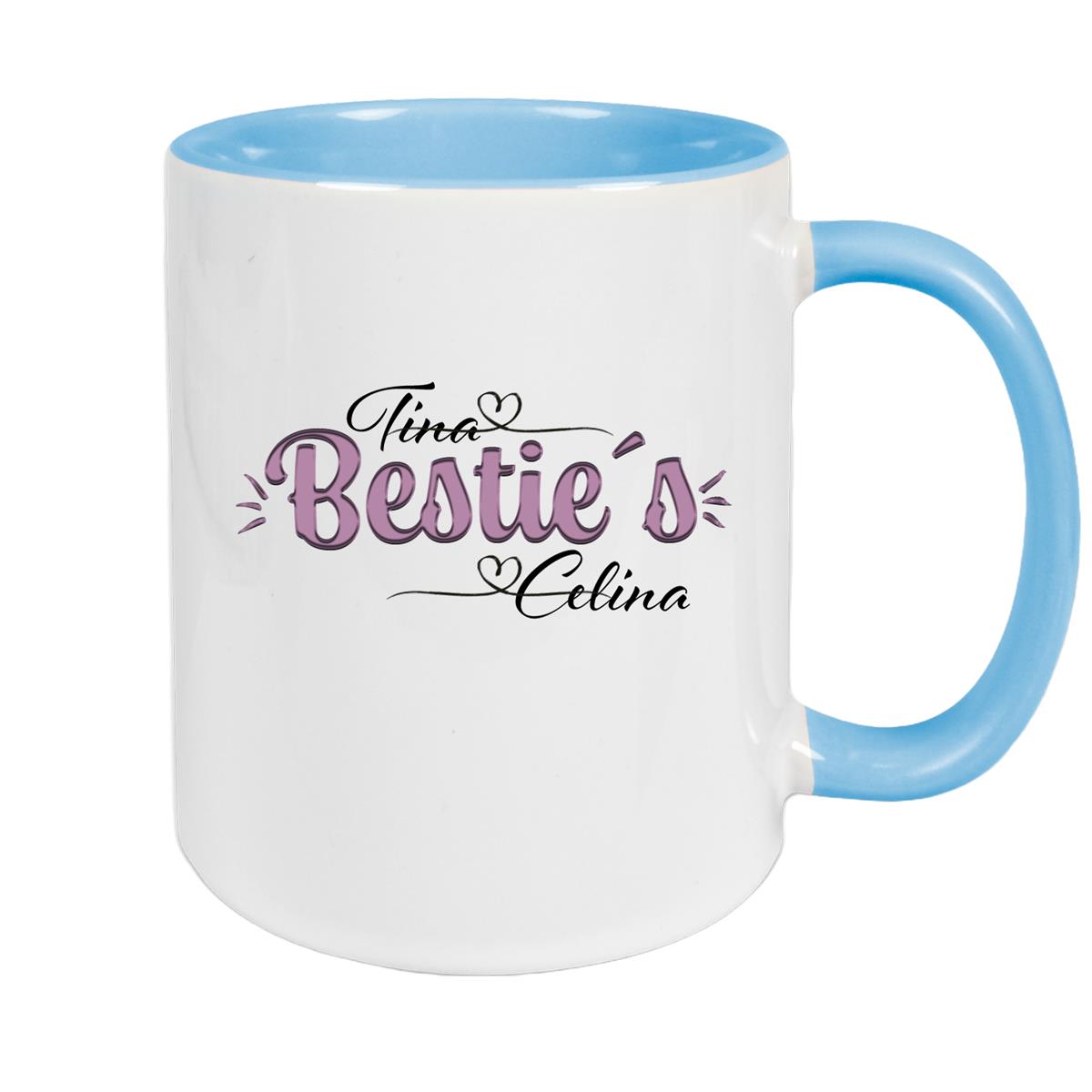 Tasse Wunschname Lieblings-Bestie 1 personalisiert Keramik Becher versch. Farben