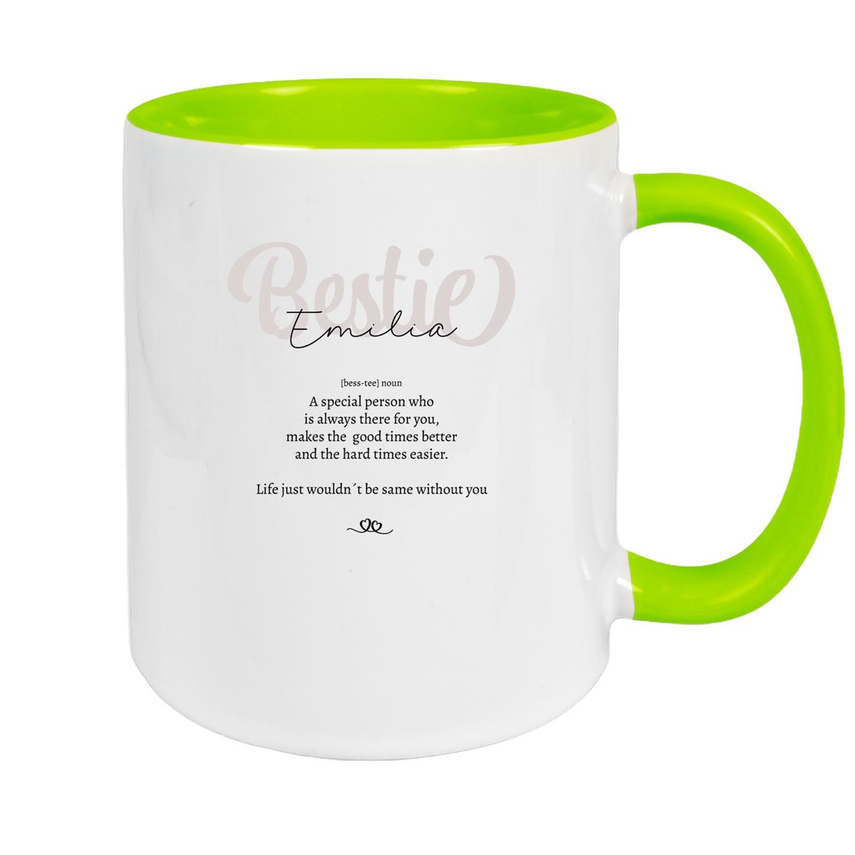 Tasse Wunschname Lieblings-Bestie 2 personalisiert Keramik Becher versch. Farben