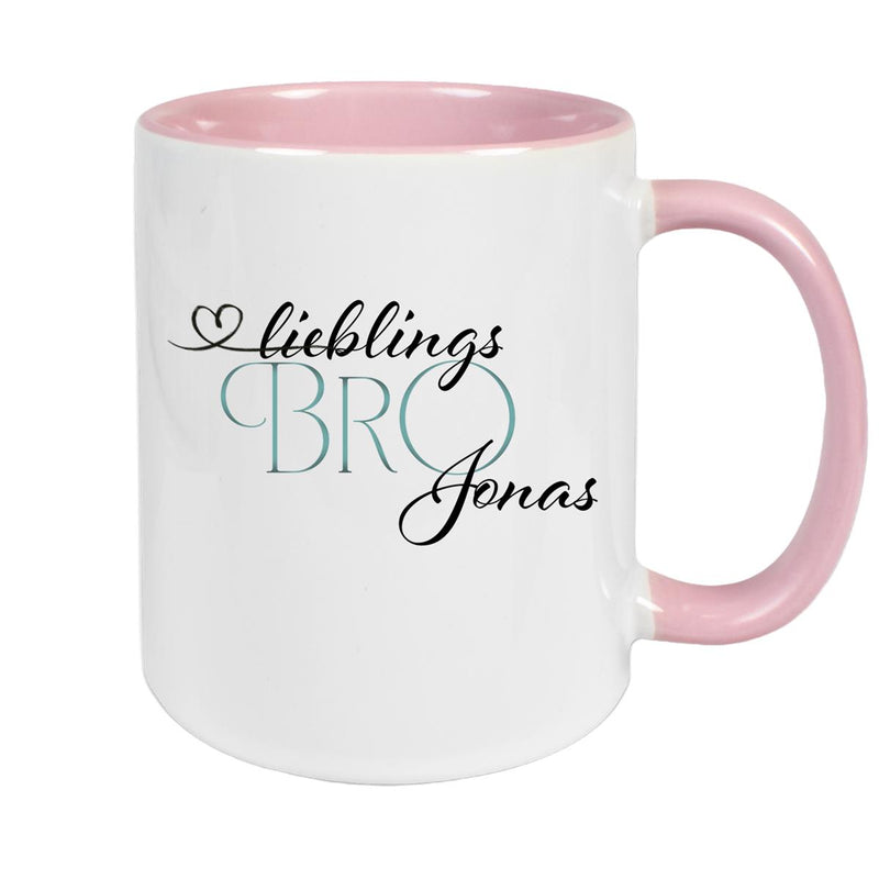 Tasse Wunschname Lieblings-Bro 1 personalisiert Keramik Becher versch. Farben