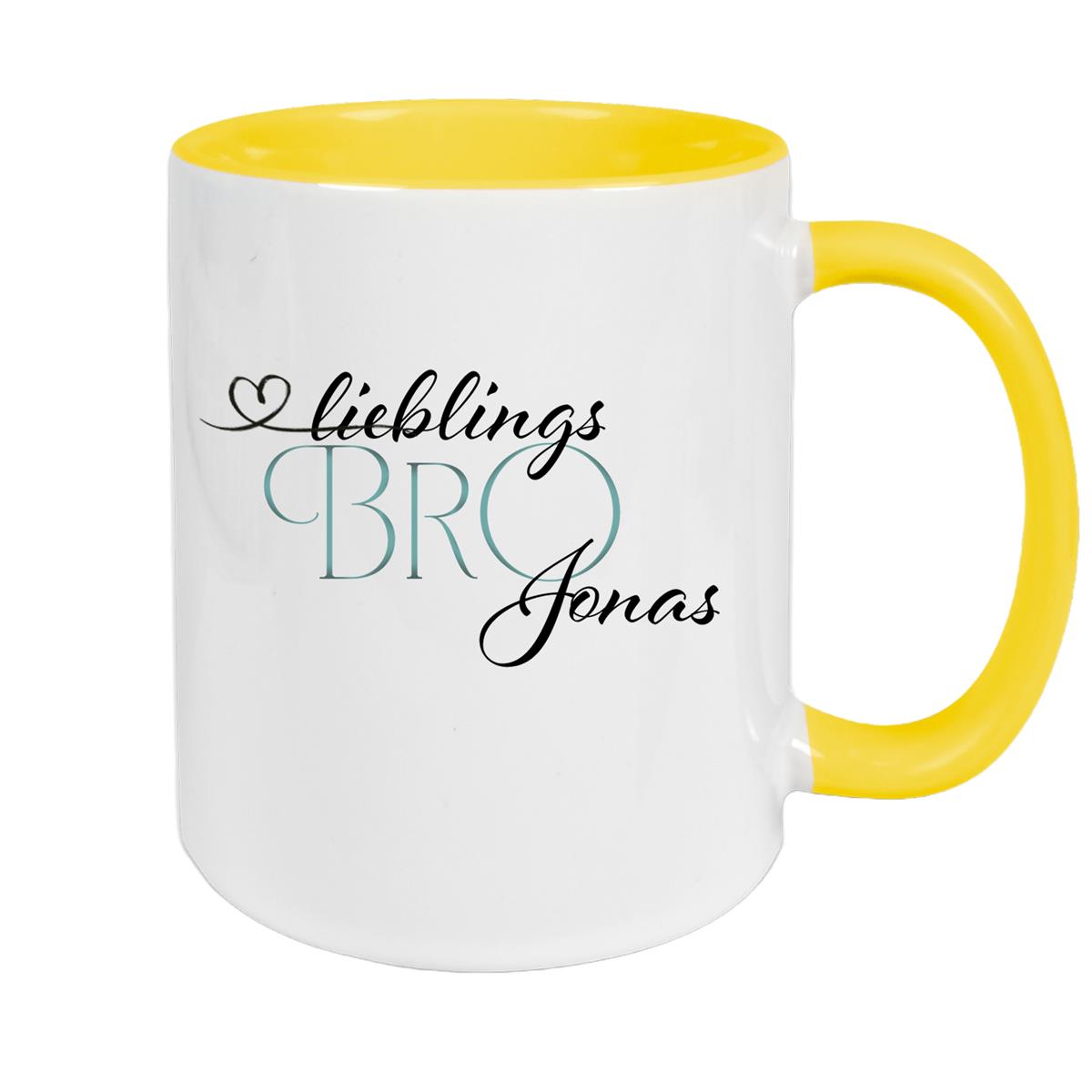 Tasse Wunschname Lieblings-Bro 1 personalisiert Keramik Becher versch. Farben