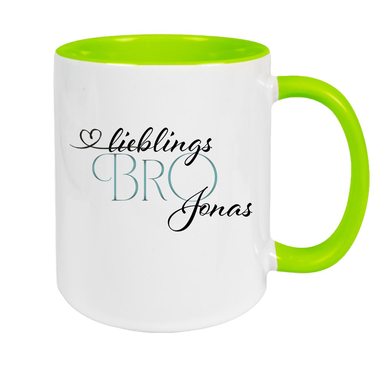 Tasse Wunschname Lieblings-Bro 1 personalisiert Keramik Becher versch. Farben