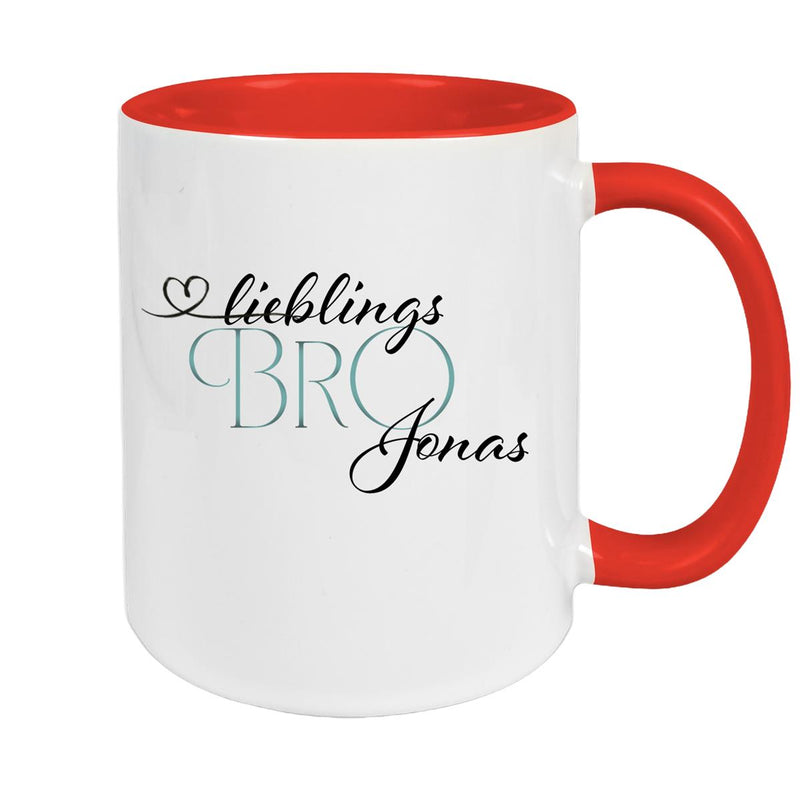 Tasse Wunschname Lieblings-Bro 1 personalisiert Keramik Becher versch. Farben