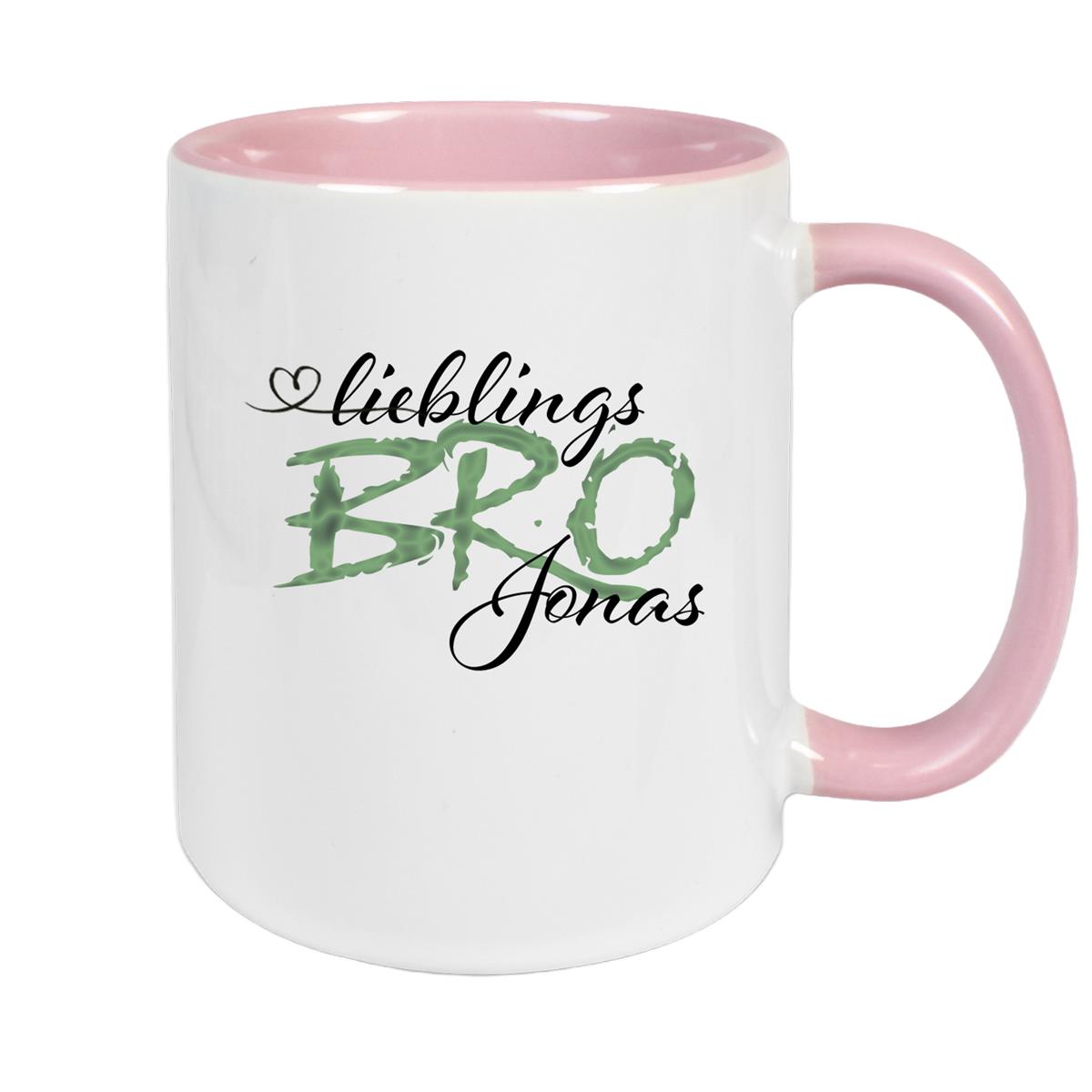 Tasse Wunschname Lieblings-BRO 2 personalisiert Keramik Becher versch. Farben