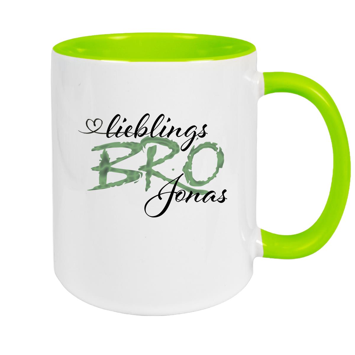 Tasse Wunschname Lieblings-BRO 2 personalisiert Keramik Becher versch. Farben