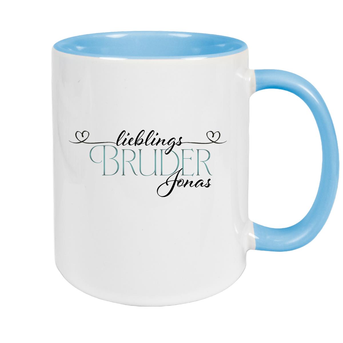 Tasse Wunschname Lieblings-Bruder 1 personalisiert Keramik Becher versch. Farben