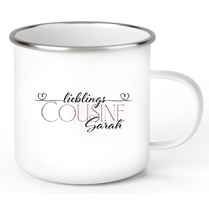 Tasse Wunschname Lieblings-Cousine 1 Emaille personalisiert