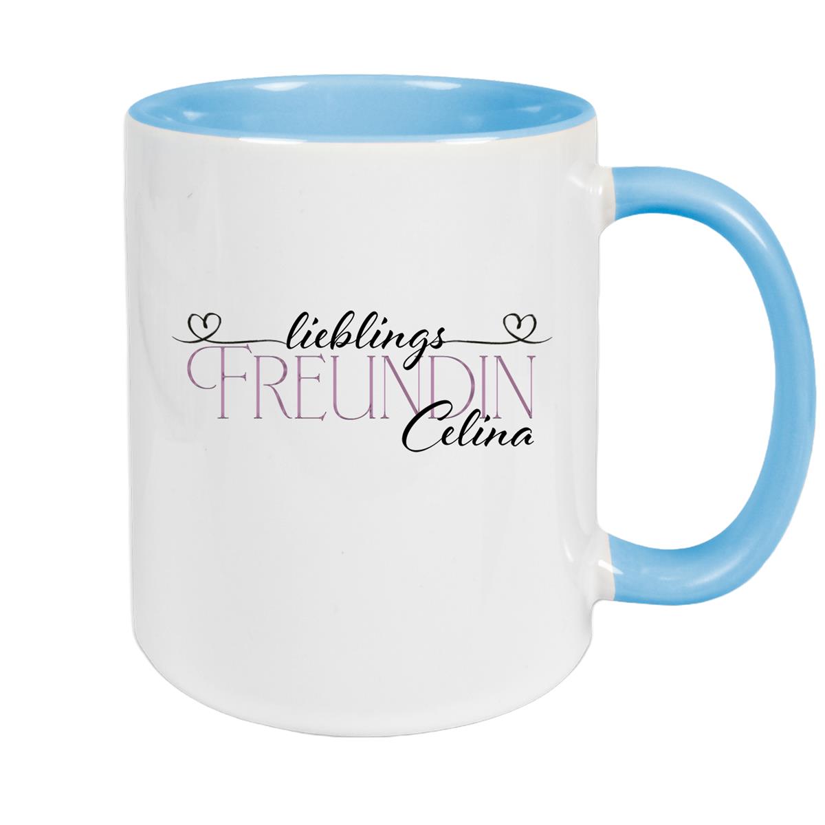 Tasse Wunschname Lieblings-Freundin 1 personalisiert Keramik Becher versch. Farben