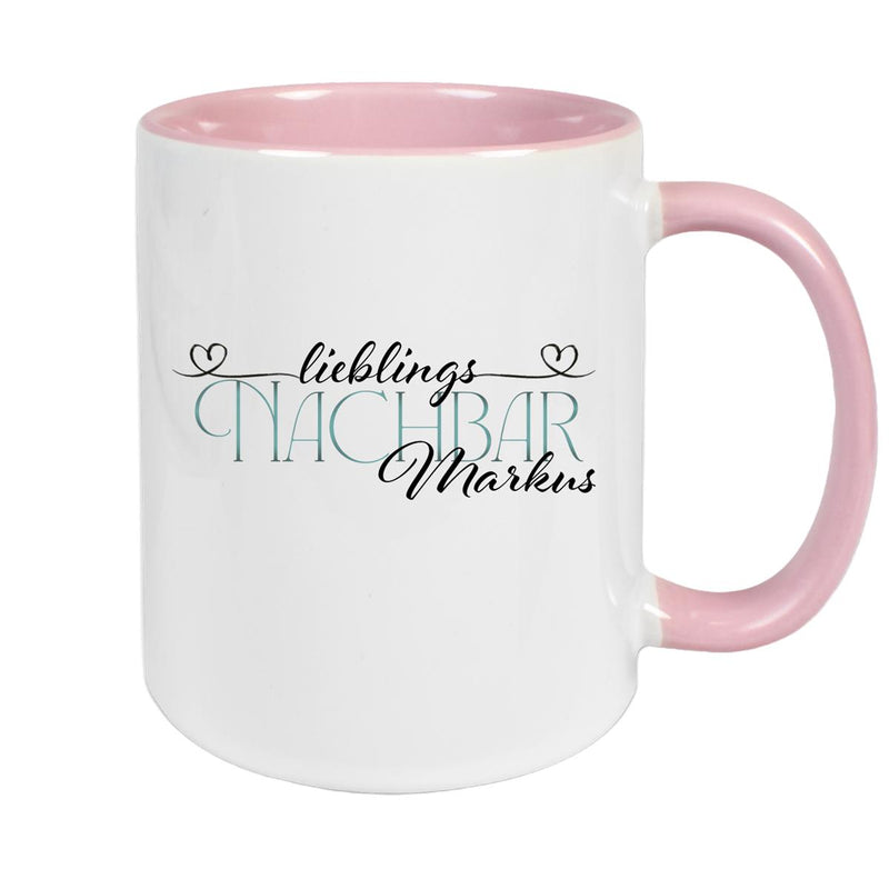Tasse Wunschname Lieblings-Nachbar 1 personalisiert Keramik Becher versch. Farben