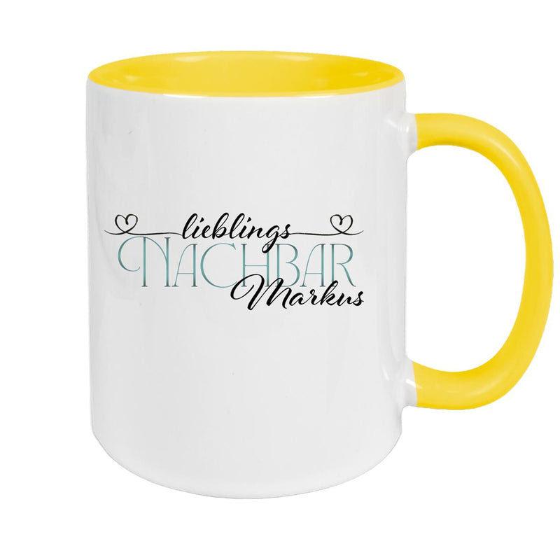 Tasse Wunschname Lieblings-Nachbar 1 personalisiert Keramik Becher versch. Farben