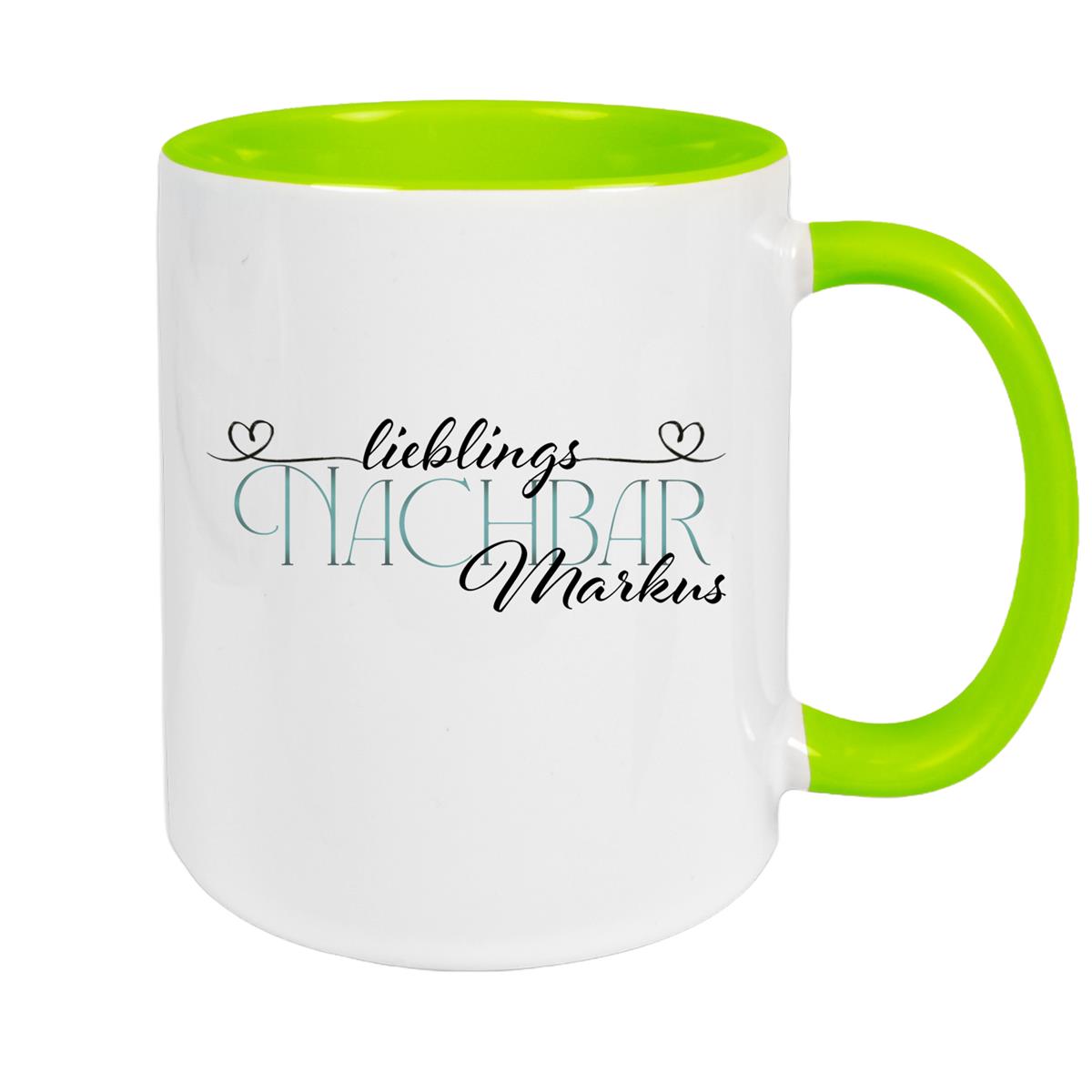 Tasse Wunschname Lieblings-Nachbar 1 personalisiert Keramik Becher versch. Farben
