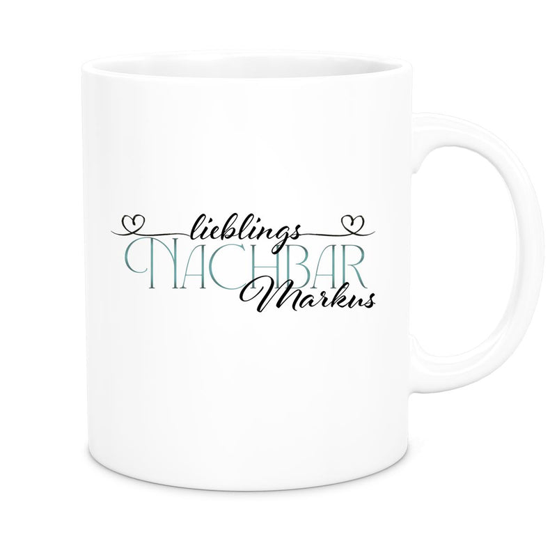 Tasse Wunschname Lieblings-Nachbar 1 personalisiert Keramik Becher versch. Farben