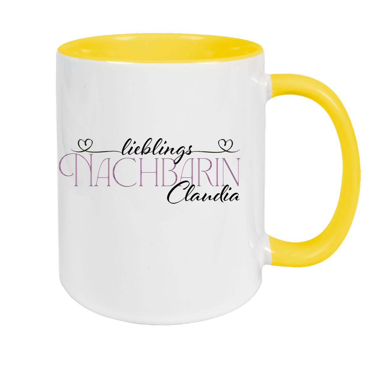 Tasse Wunschname Lieblings-Nachbarin 1 personalisiert Keramik Becher versch. Farben