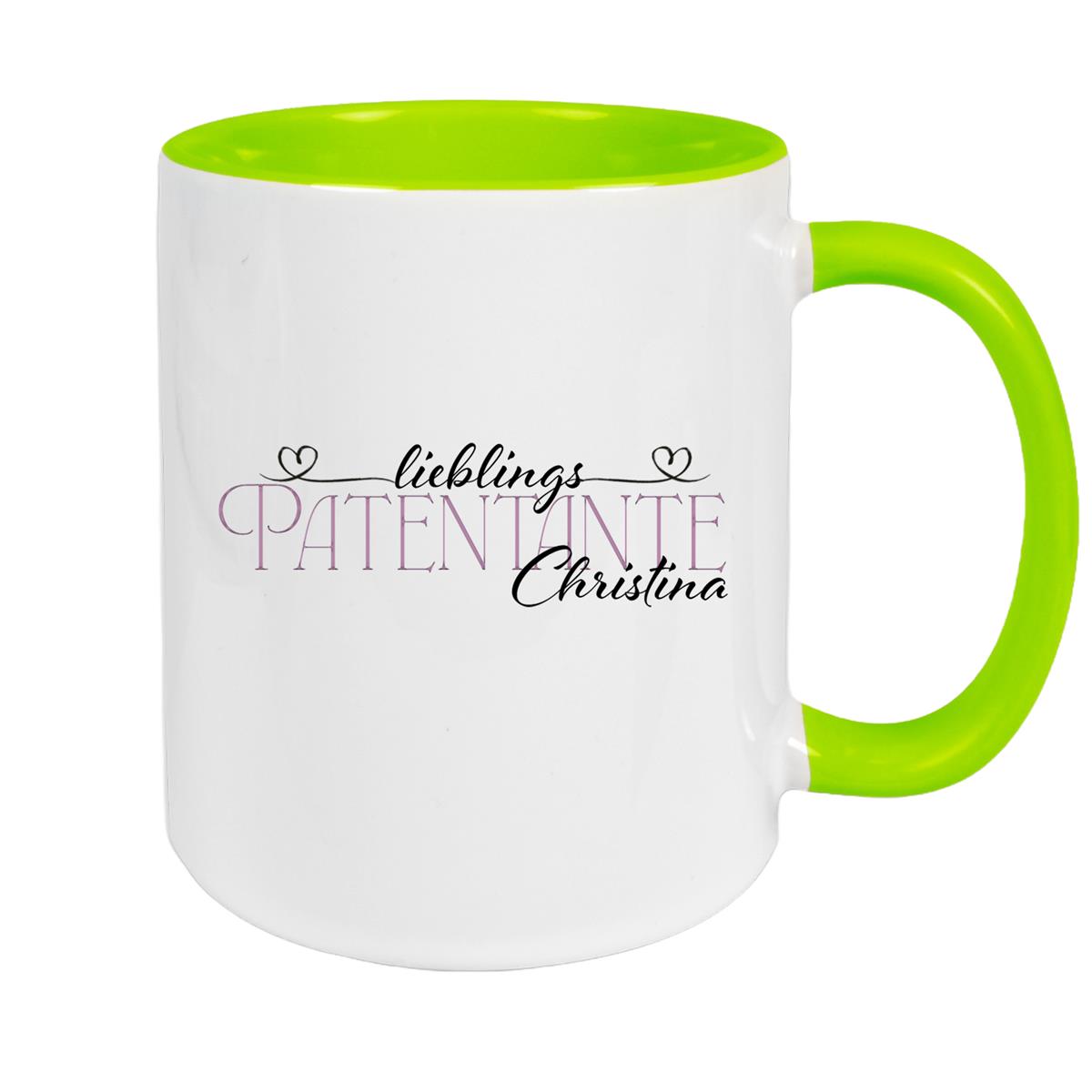 Tasse Wunschname Lieblings-Patentante 1 personalisiert Keramik Becher versch. Farben