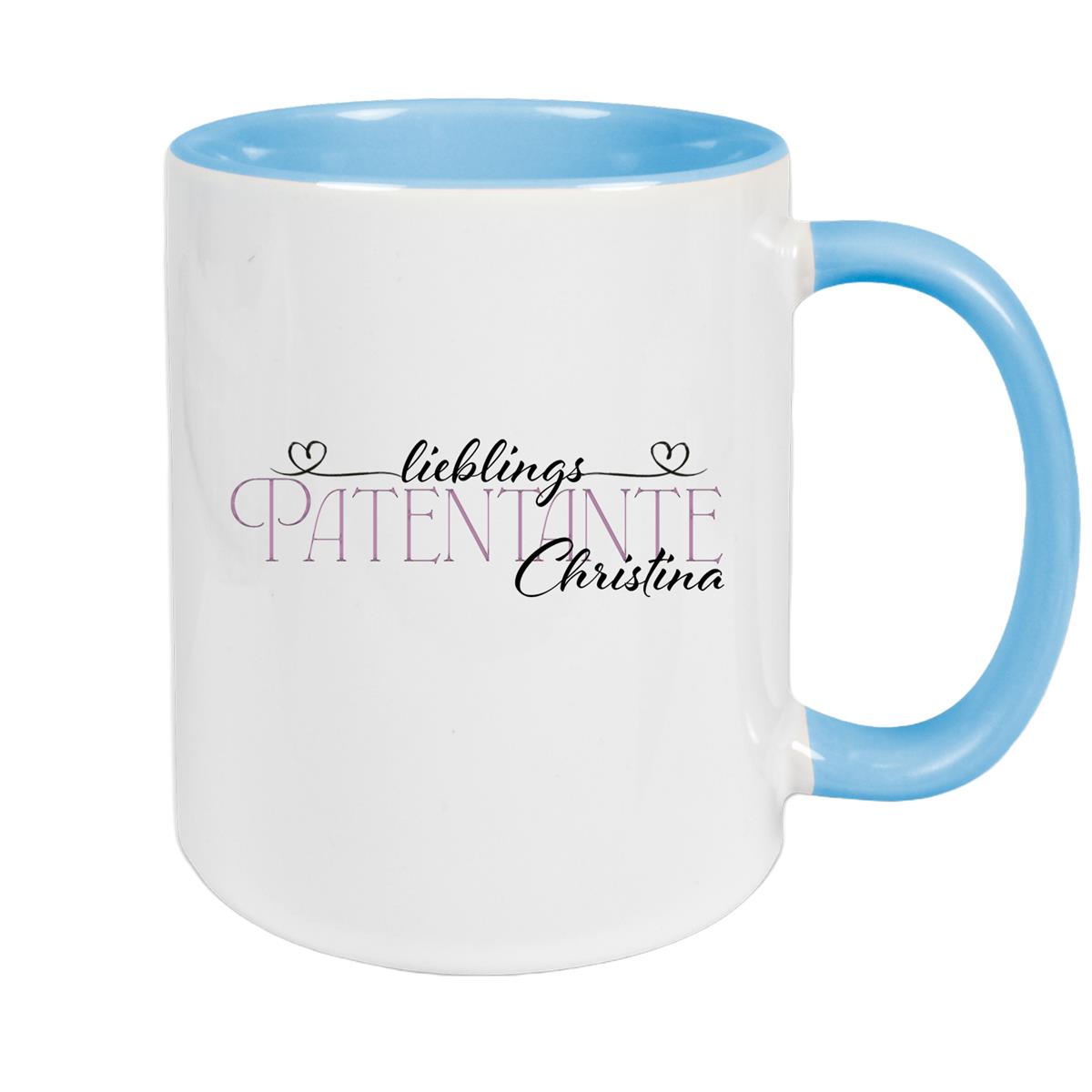 Tasse Wunschname Lieblings-Patentante 1 personalisiert Keramik Becher versch. Farben