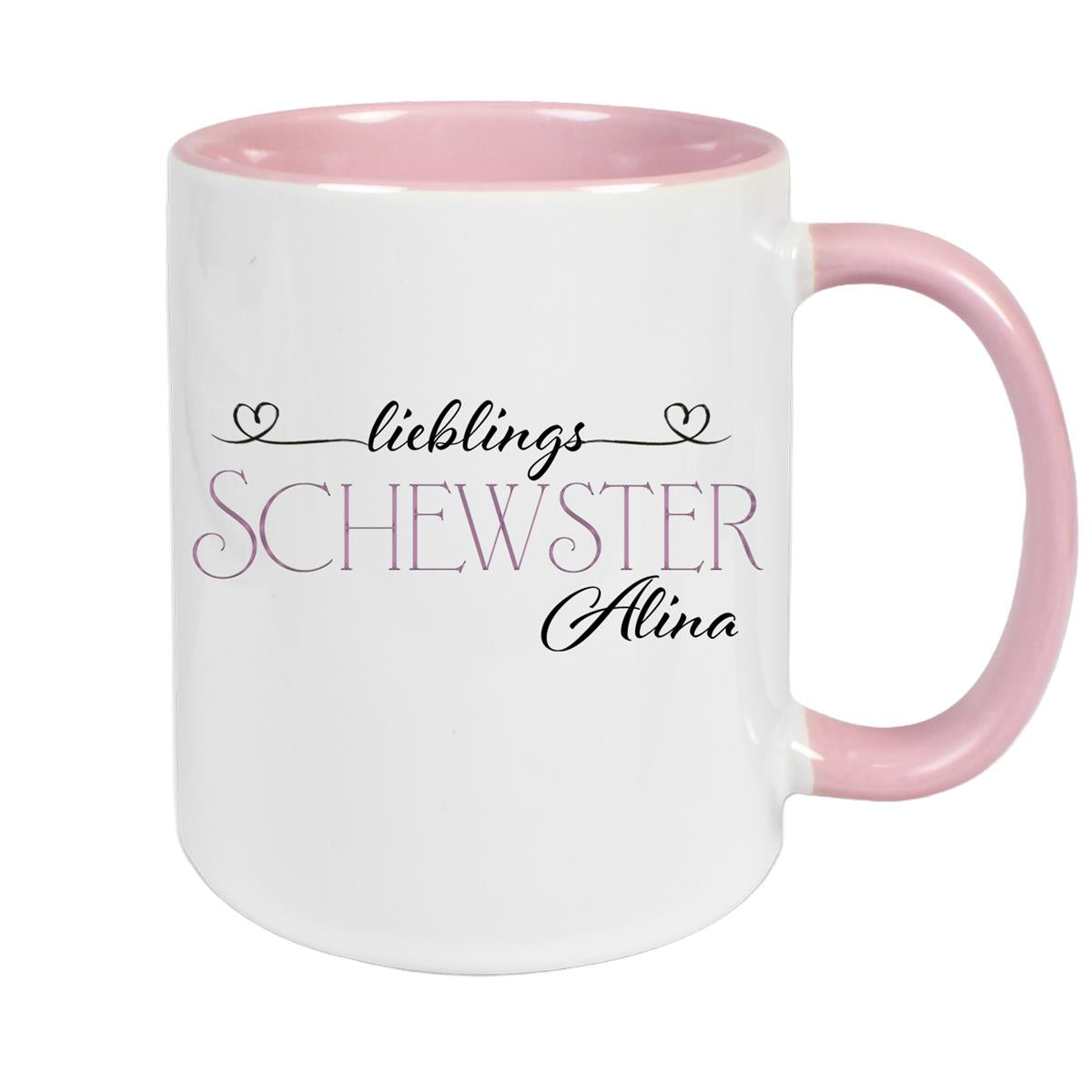 Tasse Wunschname Lieblings-Schwester 1 personalisiert Keramik Becher versch. Farben