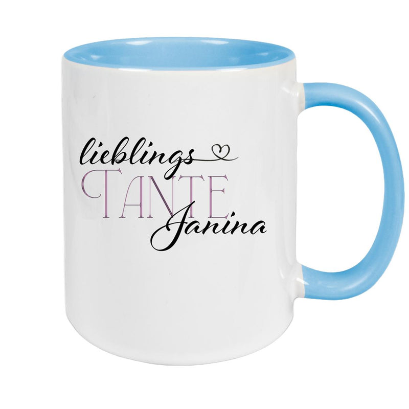 Tasse Wunschname Lieblings-Tante 1 personalisiert Keramik Becher versch. Farben